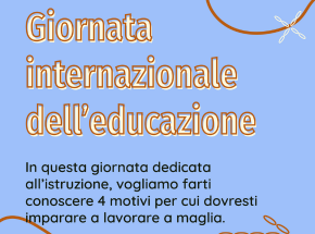 Post Instagram sulla Giornata Internazionale dell'Educazione con quattro motivi per imparare a lavorare a maglia