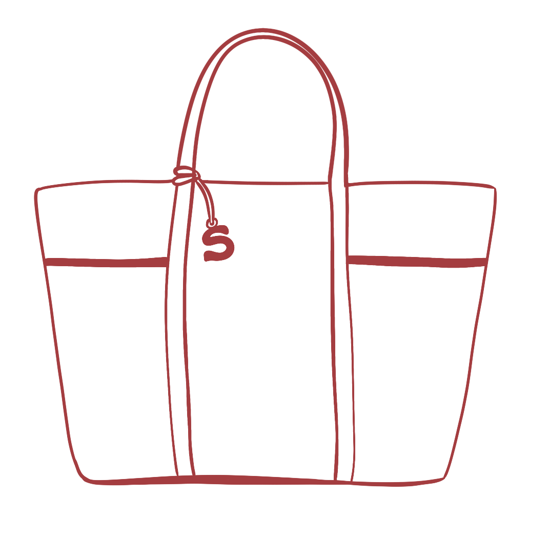 disegno della mia borsa con all'interno gli oggetti che porto con me durante una giornata di lavoro