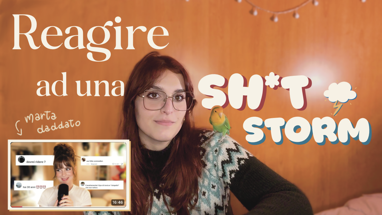 Video Youtube Play it in reverse - 5 step per sopravvivere ad una shitstorm - foto di copertina con titolo come reagire ad una shitstorm, sticker sul video di Marta Daddato che risponde agli hater